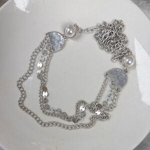 Elegant Silver Chain Necklace with Pearls